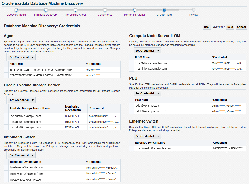 Database Machine Discovery: Credentials