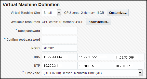 Exadata Provisioning: Virtual Machine Definition