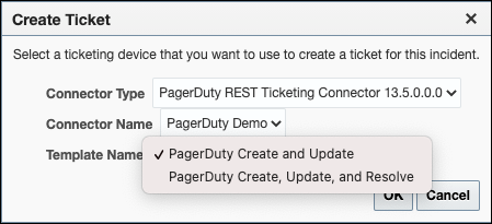Image shows the Create Ticket pop-up window.