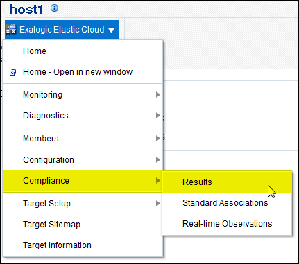 Target Menu - Compliance Results