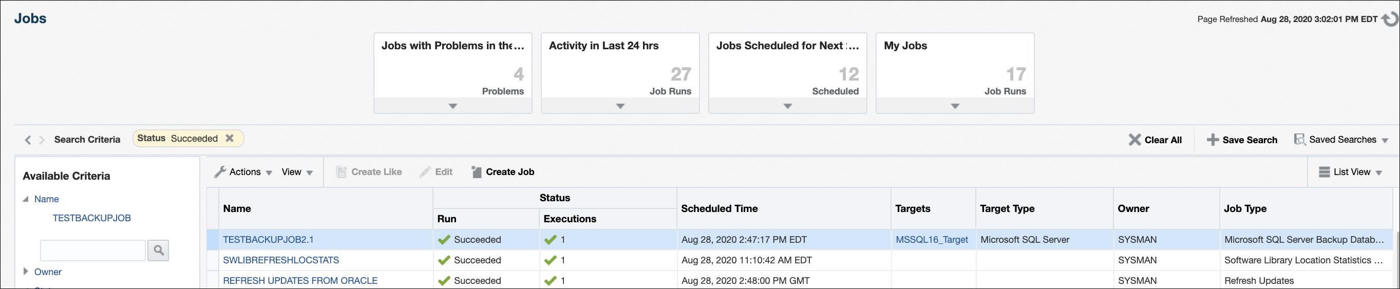 Microsoft SQL Server Job Activity View