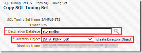 Copy SQL Tuning Sets Page