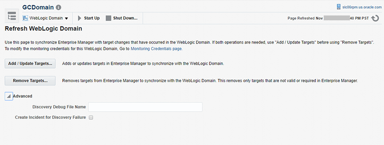 Refresh Weblogic Domain