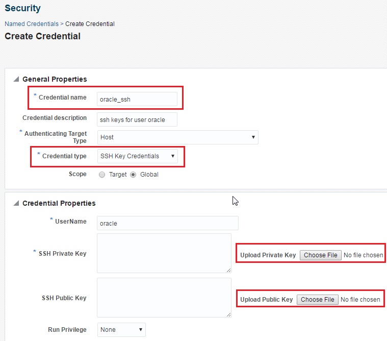 Security Wizard to upload SSH keys to Enterprise Manager