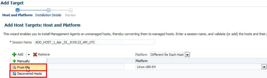 Add Add Target Screen