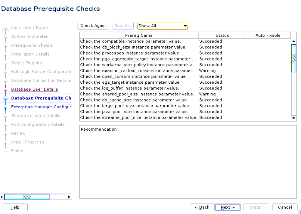 Check Database Prerequisites