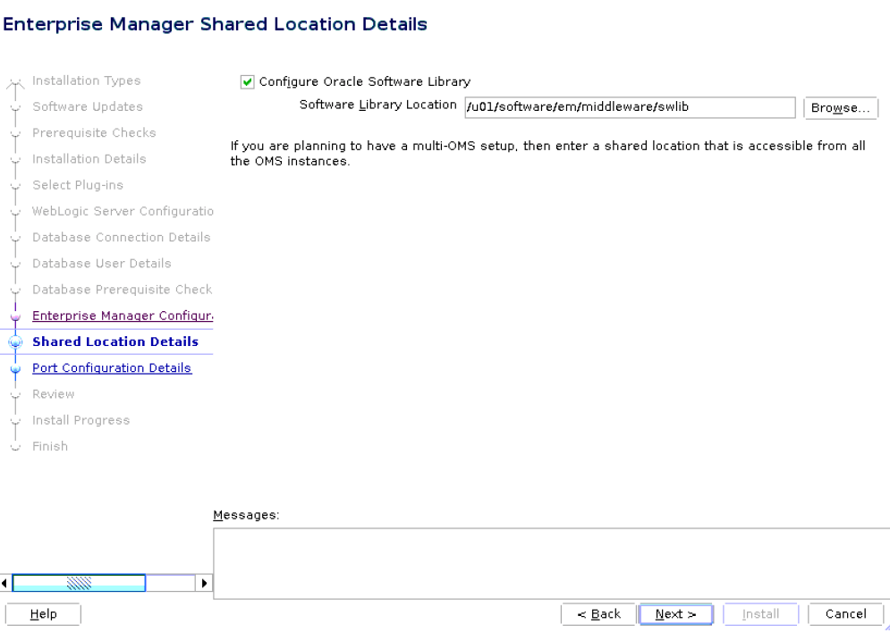 Shared Locations Details Screen for Advanced Installation