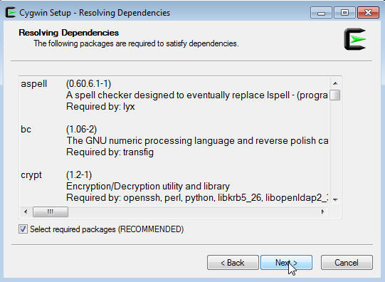 Resolving Dependencies Window