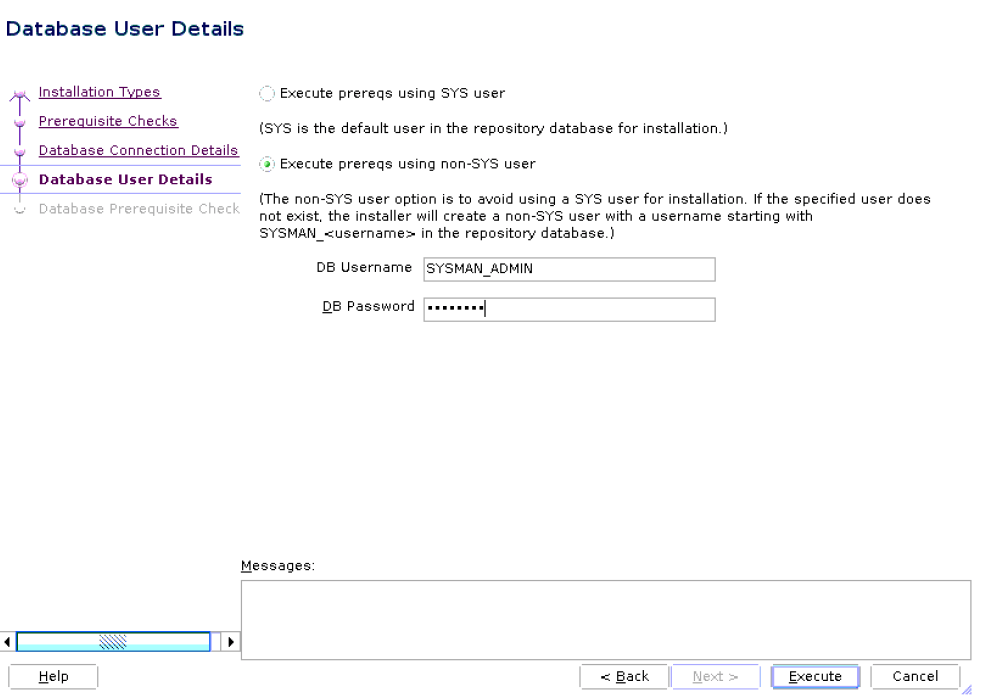 Database User Details for Non-SYS User Database User Details for Non-SYS User