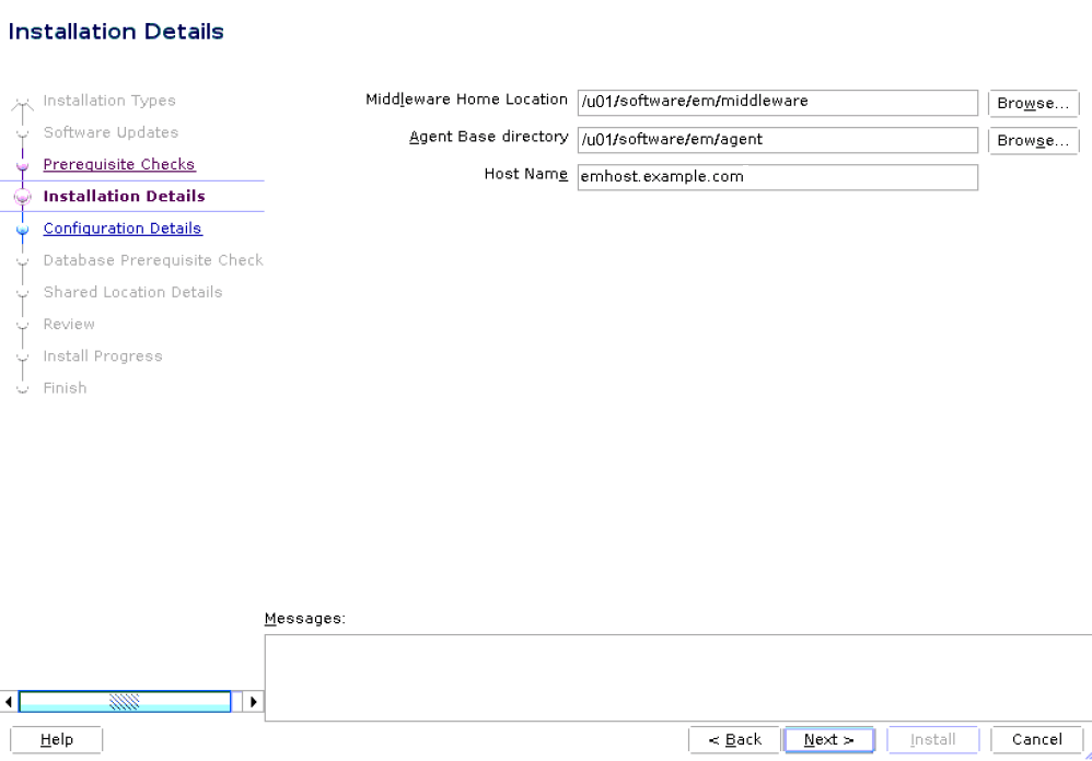 Installation Details Screen for Simple Installation