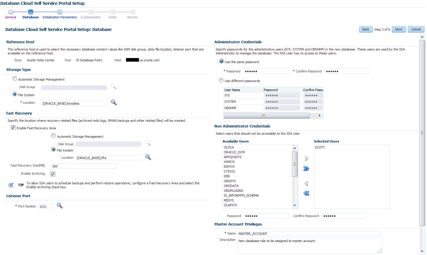 Create Service Template: Database (RMAN Backup)