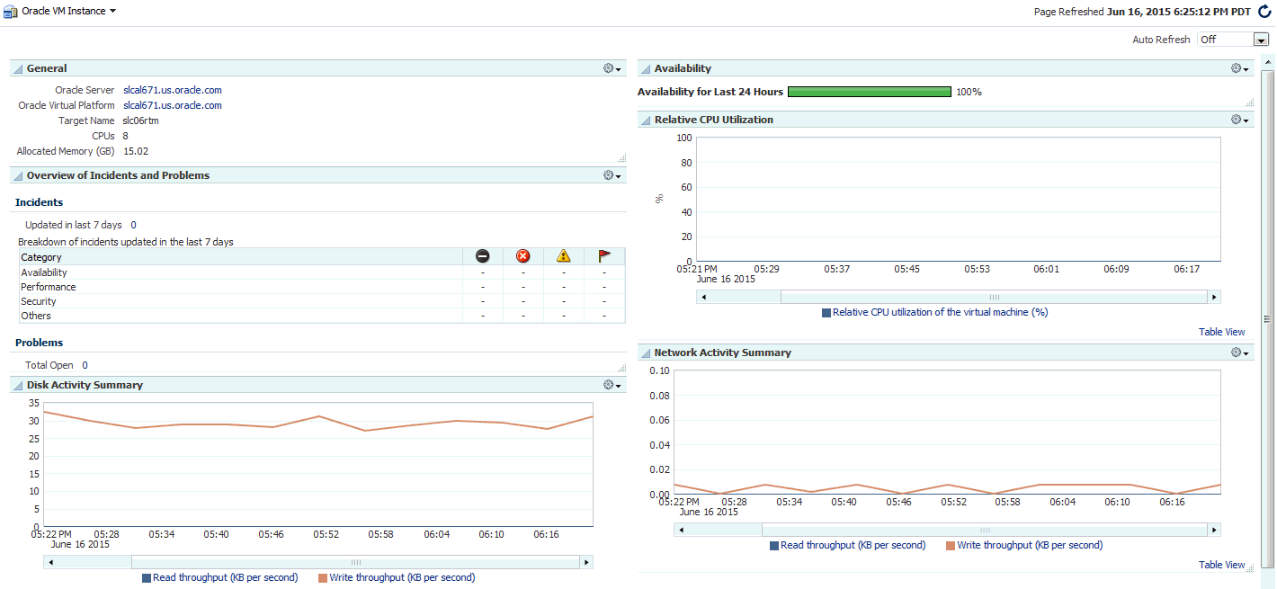Oracle VM Instance Home Page