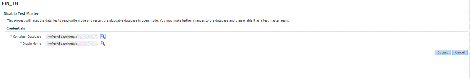 Disabling a test master pdb page