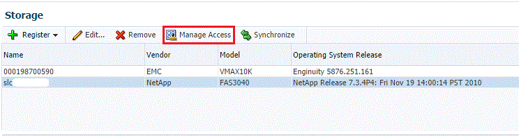 Manage Access button