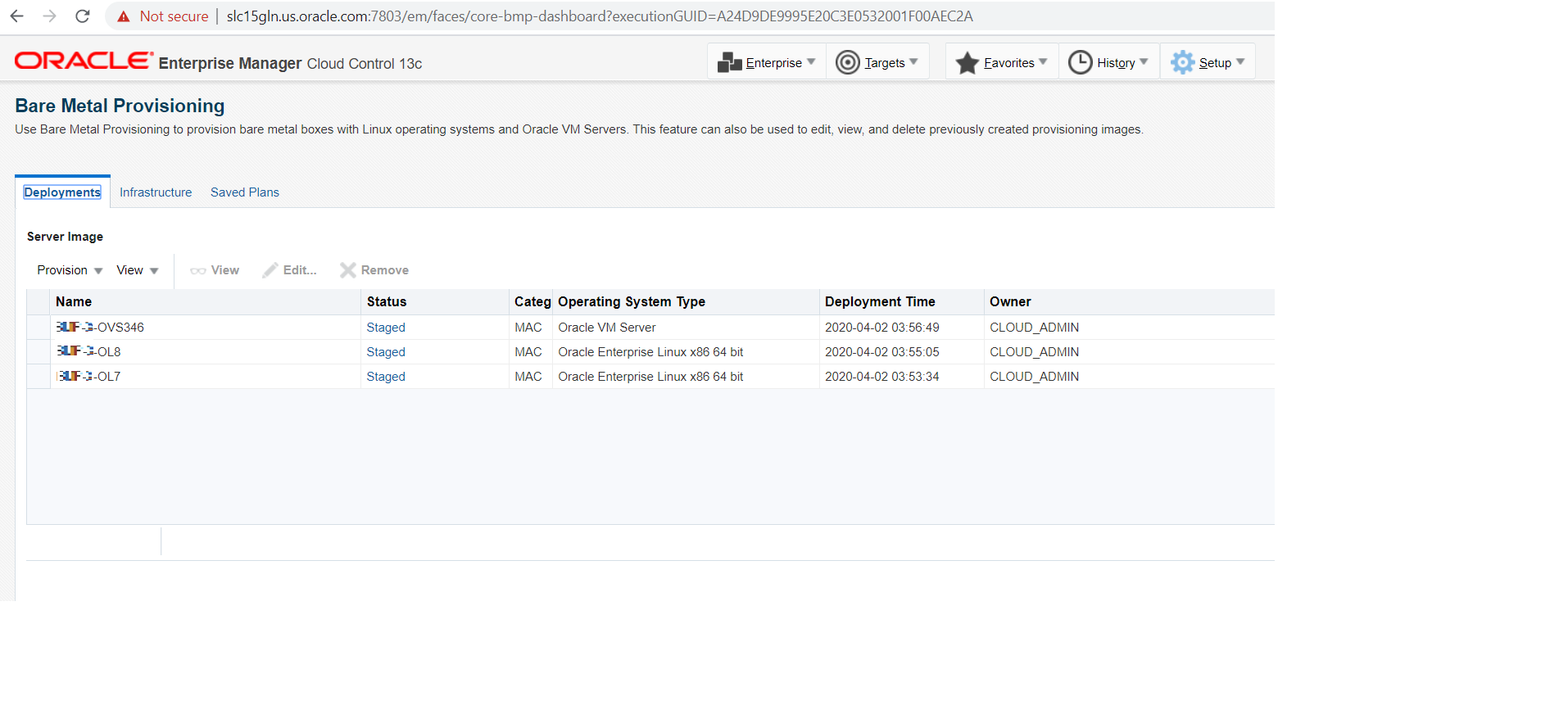 Image showing Deployment tab for Bare Metal provisioning Image showing Deployment tab for Bare Metal provisioning