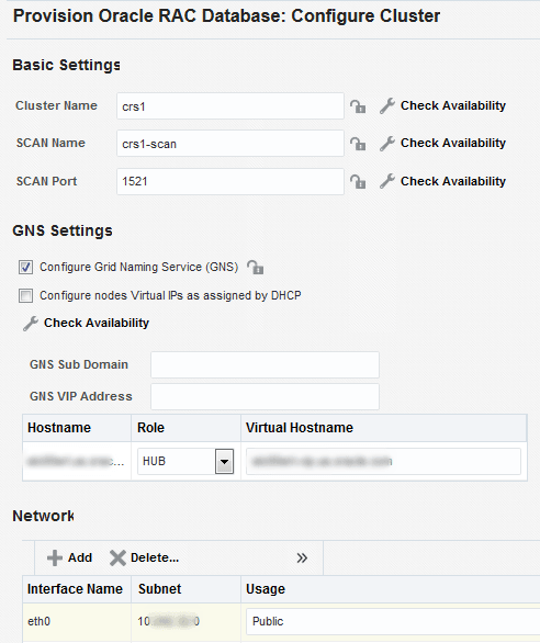 Grid Infrastructure Storage Settings