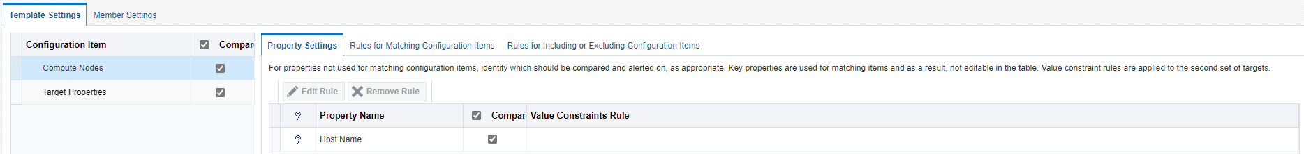 Template Settings tab showing compute nodes and property settings