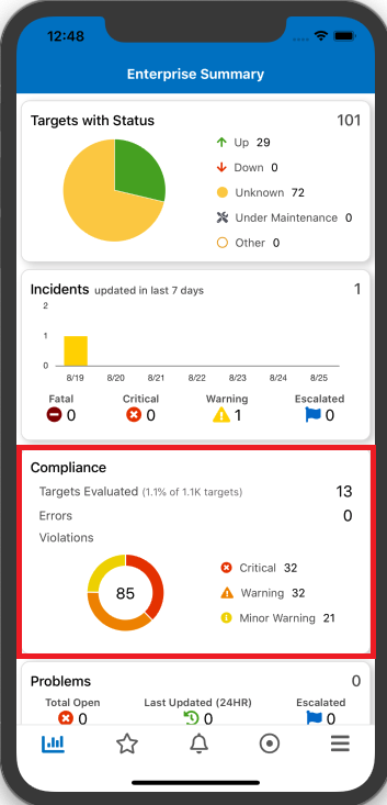 Image shows the Target Summary screen Image shows the Target Summary screen