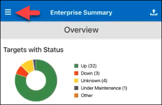 Graphic shows the dashboard menu icon. Graphic shows the dashboard menu icon.