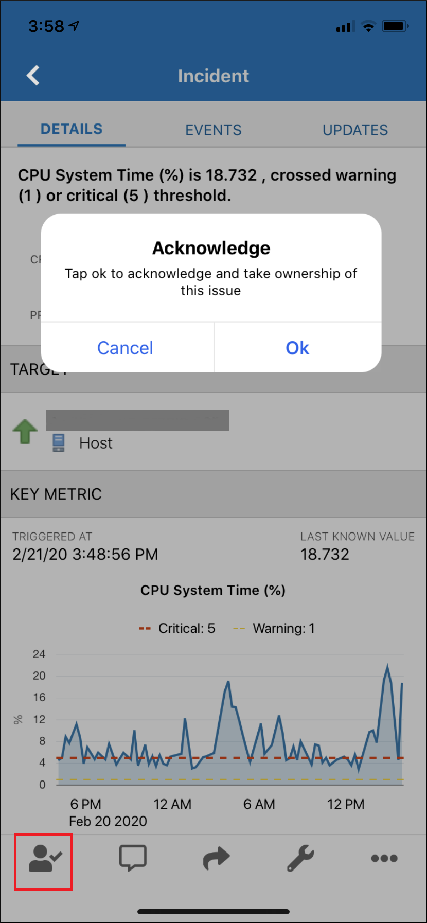 acknowledge incident