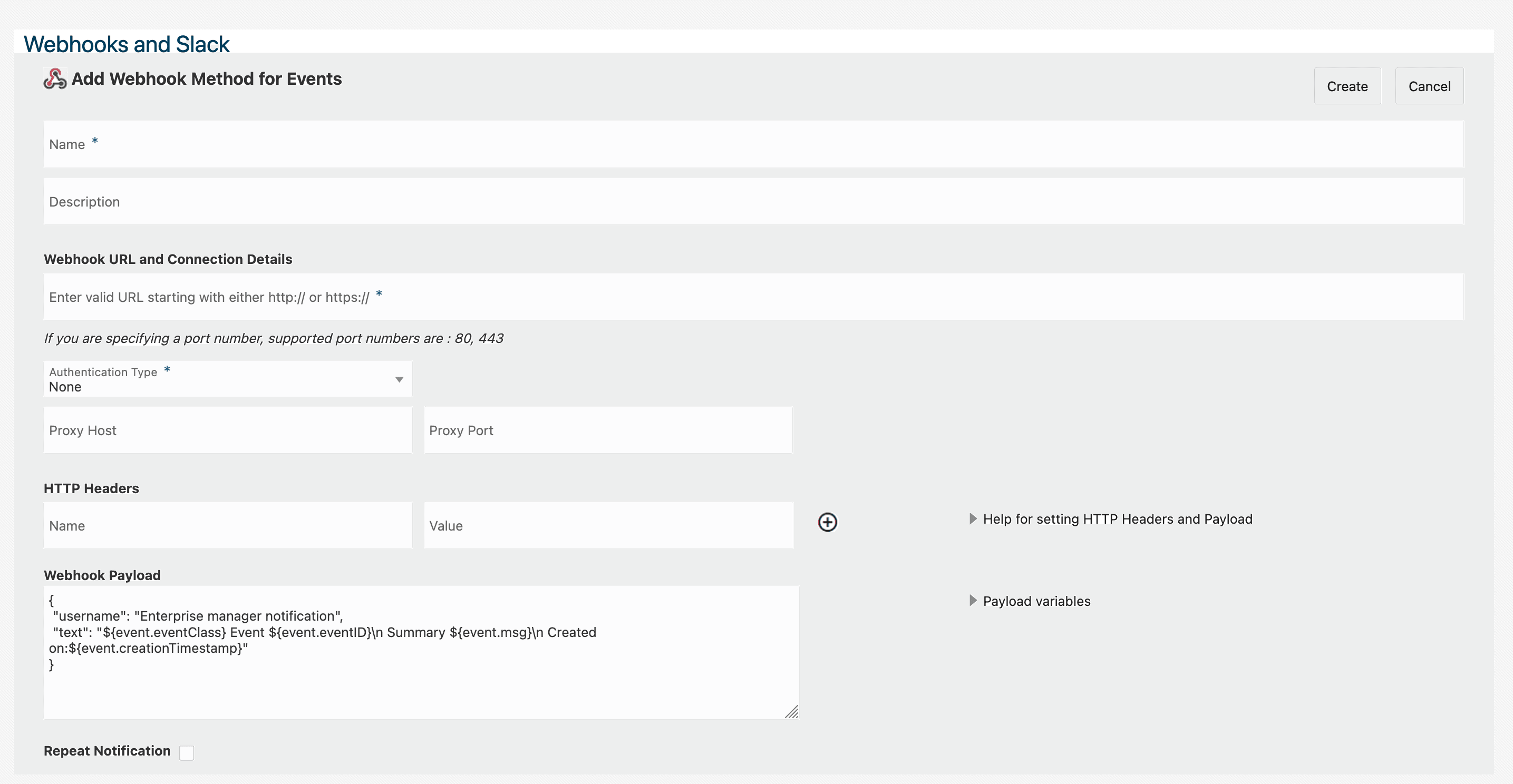 add a webhook for events