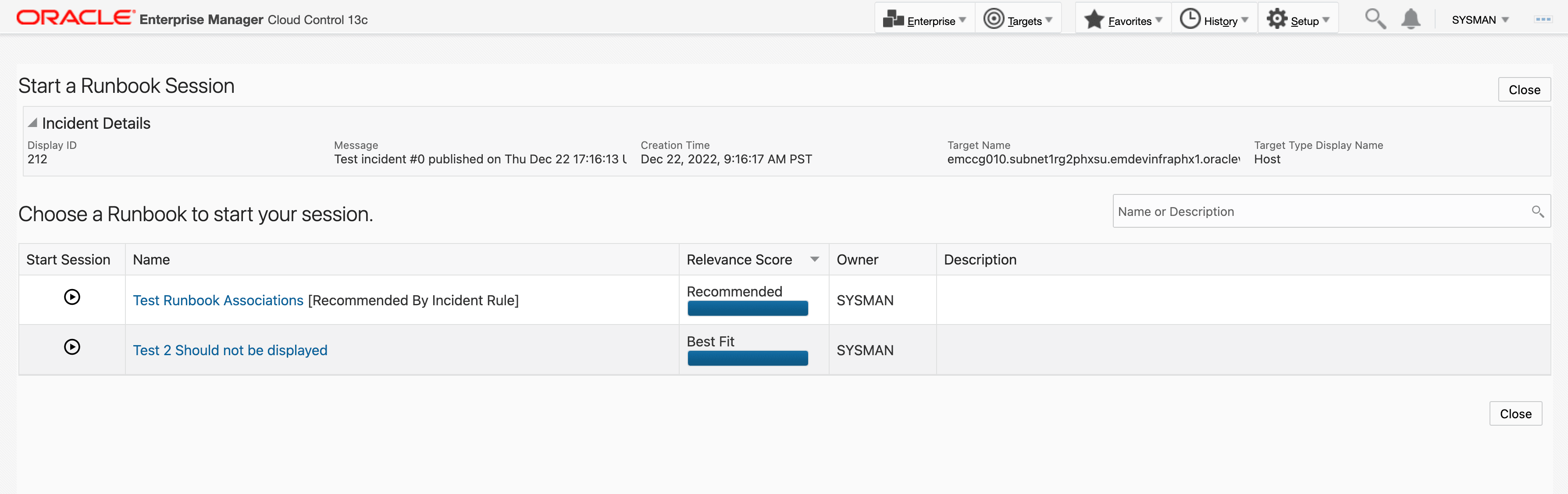 runbooks selector page runbooks selector page