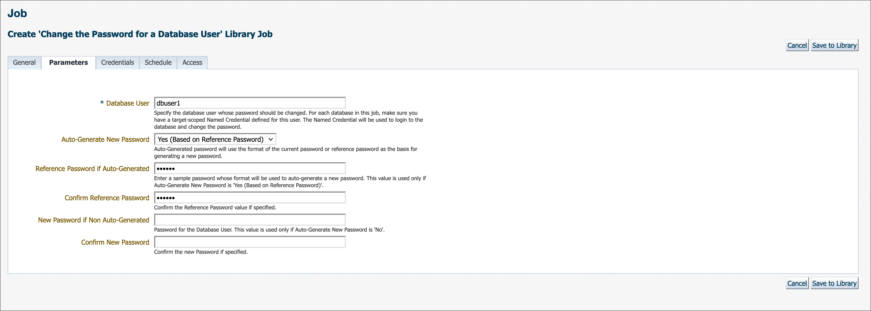 Image shows the DB user reference password.