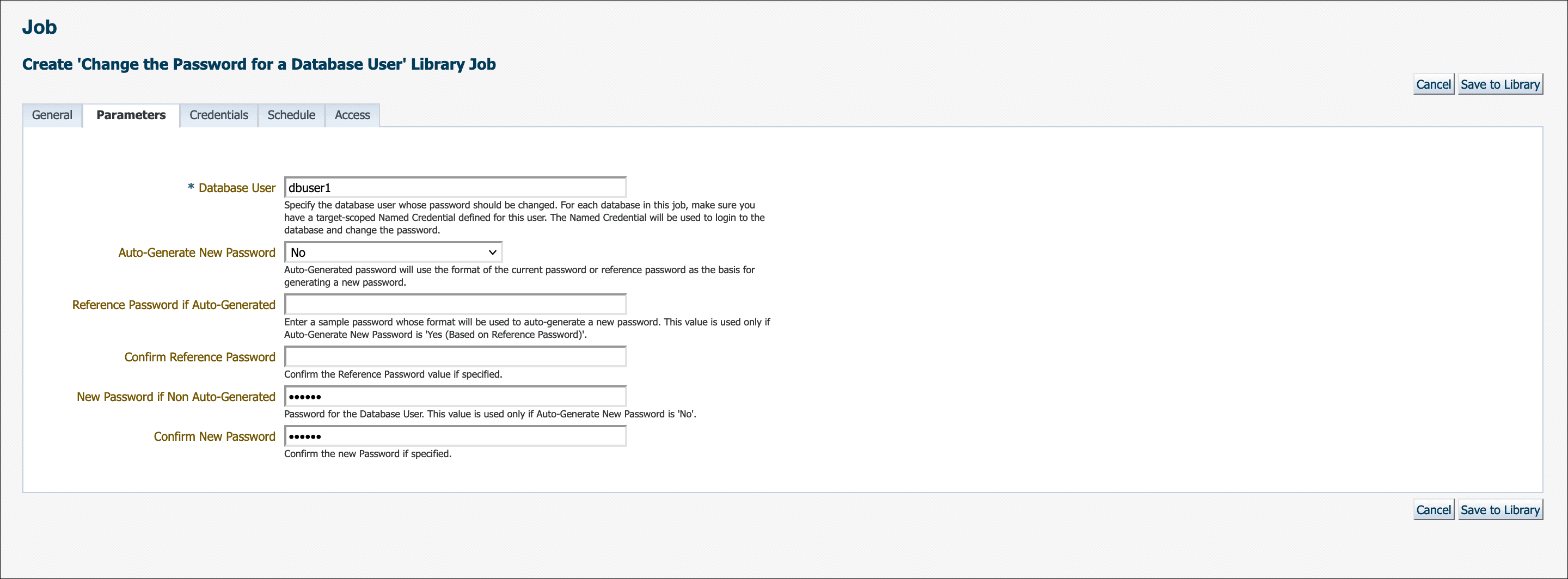 Graphic shows the Parameters page.
