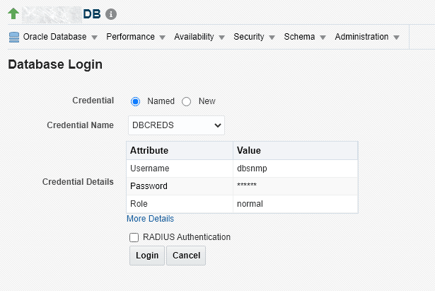 Graphic shows the original EM 13.4 RADIUS login