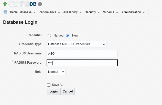 Graphic shows the RADIUS selection options from Enterprise Manager.