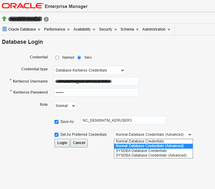 Graphic shows the database login page for a one-time login.