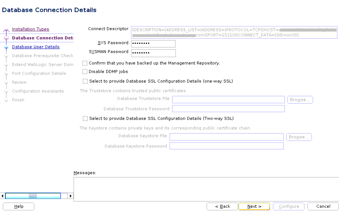 Provide Database Connection Details Provide Database Connection Details
