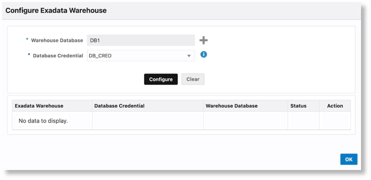 Configure Exadata Warehouse