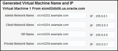 Exadata Provisioning: Generated Virtual Machine Name and IP