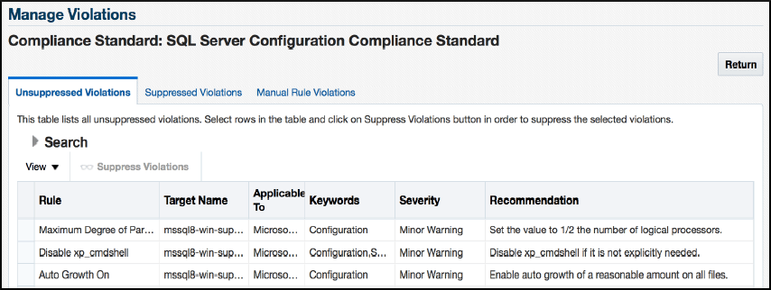 Manage Violations Manage Violations