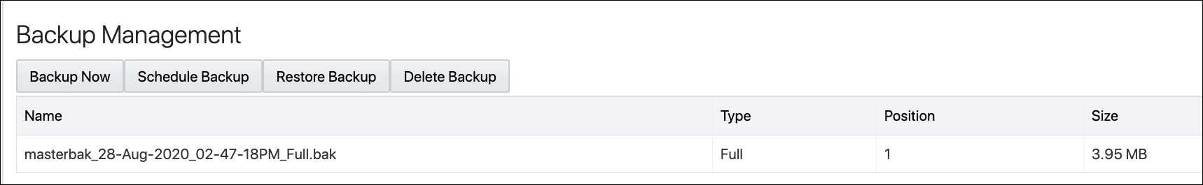 Completed Backup