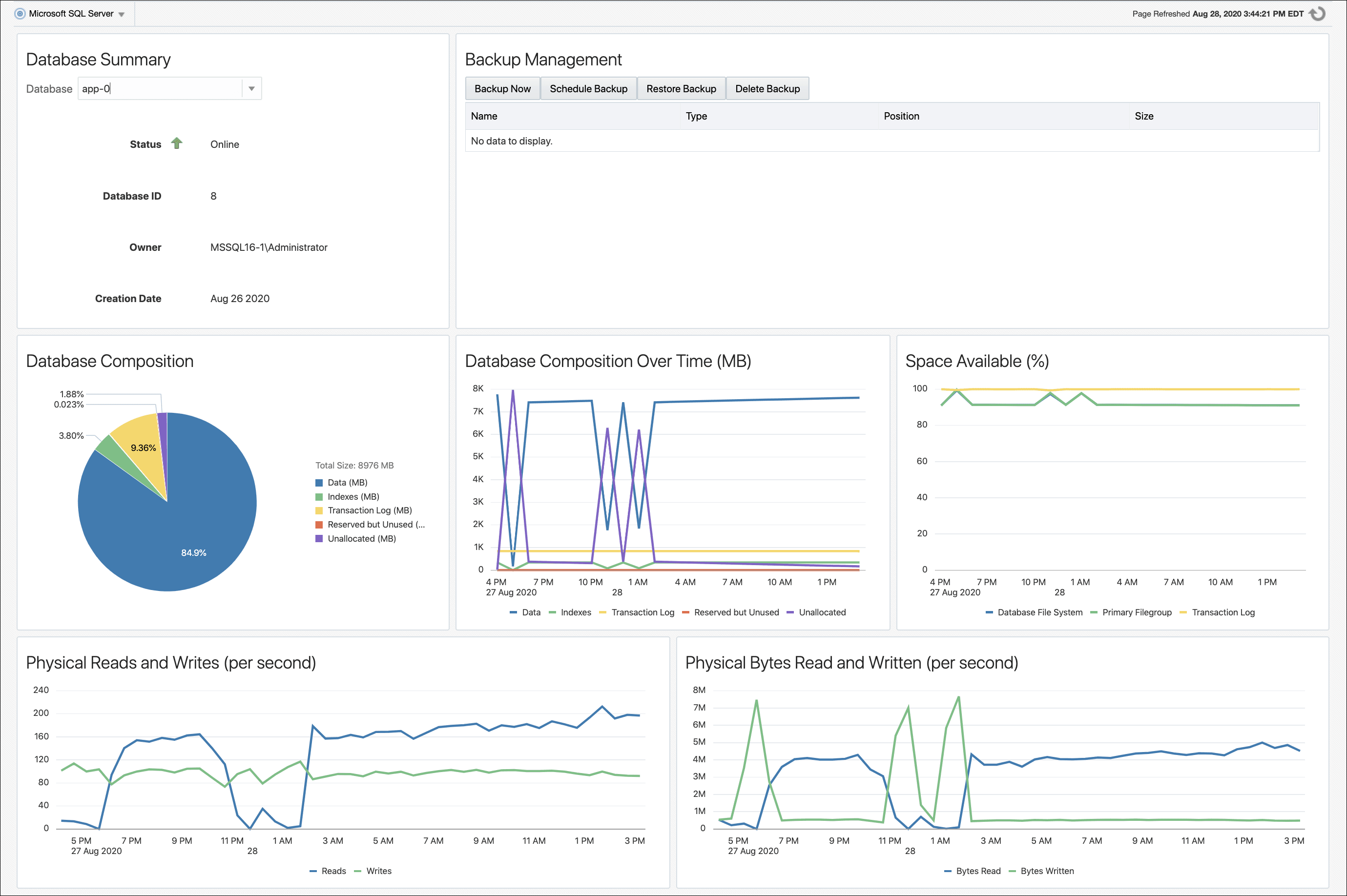 Microsoft SQL Server Database Page