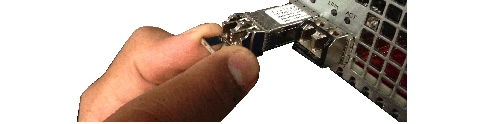 Image showing Inserting the Optical Transceiver into the Socket
