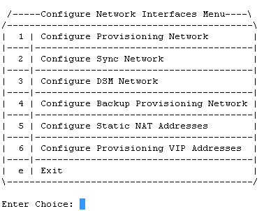 Configure Network Interfaces Menu Configure Network Interfaces Menu