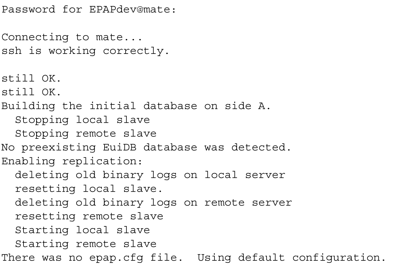 Entering the epapdev Password Entering the epapdev Password