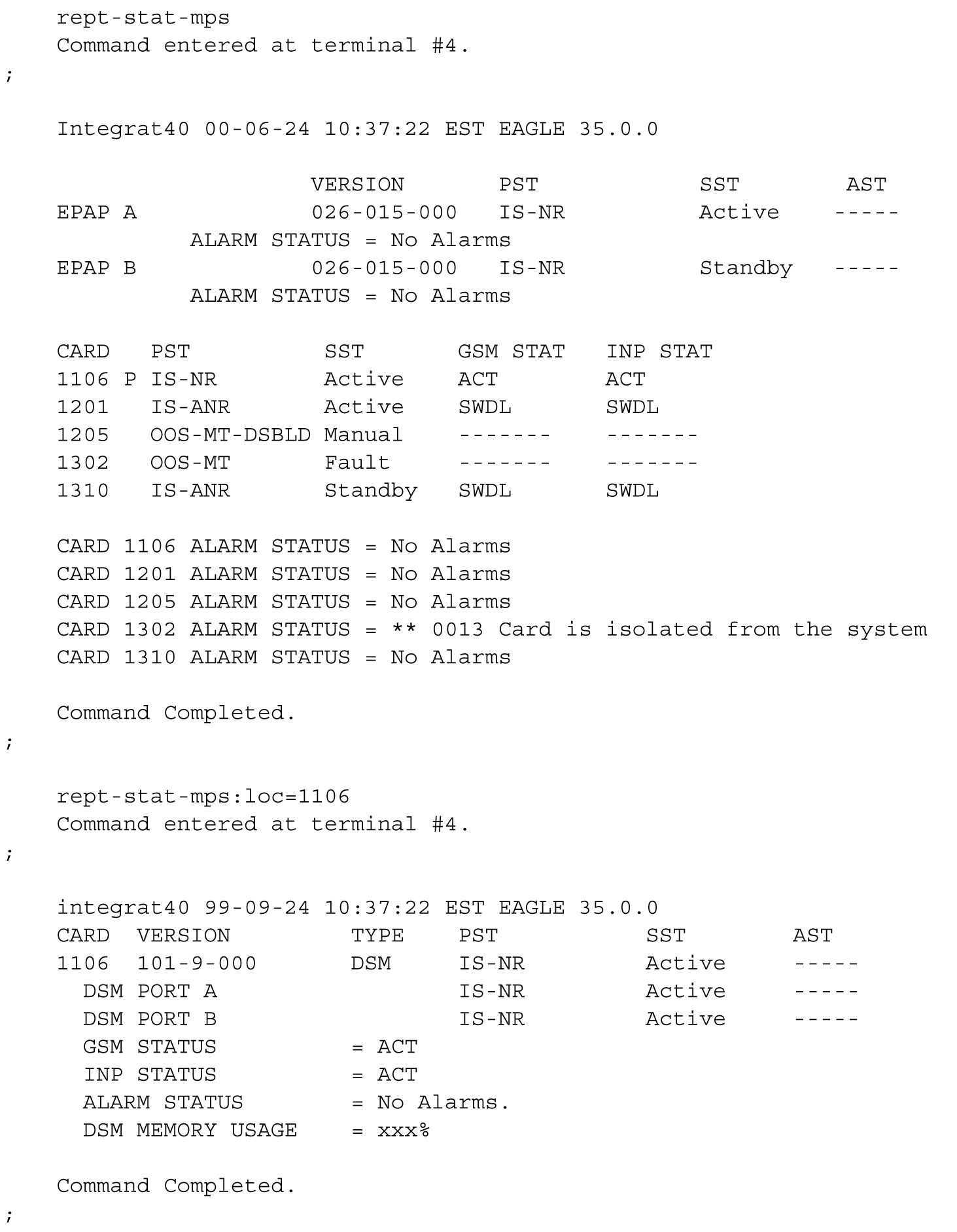 rept-stat-mps Command Report Examples rept-stat-mps Command Report Examples