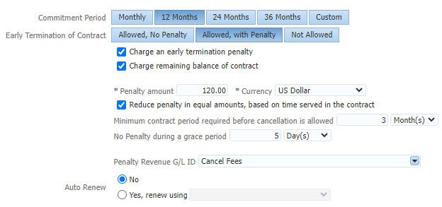 Early Termination Fee Settings in PDC Early Termination Fee Settings in PDC