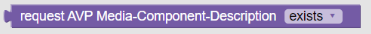 The screen capture shows a sample policy condition, where the request AVP Media-Component-Description exists.