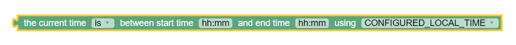 This screen capture shows a sample policy condition, where the current time is between start time and end time using configured local time. This screen capture shows a sample policy condition, where the current time is between start time and end time using configured local time.
