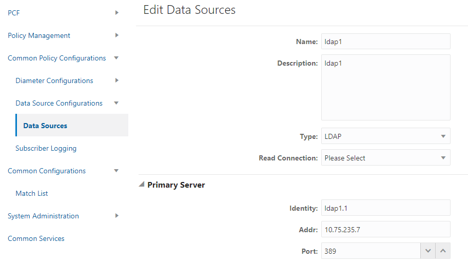 The screen capture shows how to add LDAP data source.