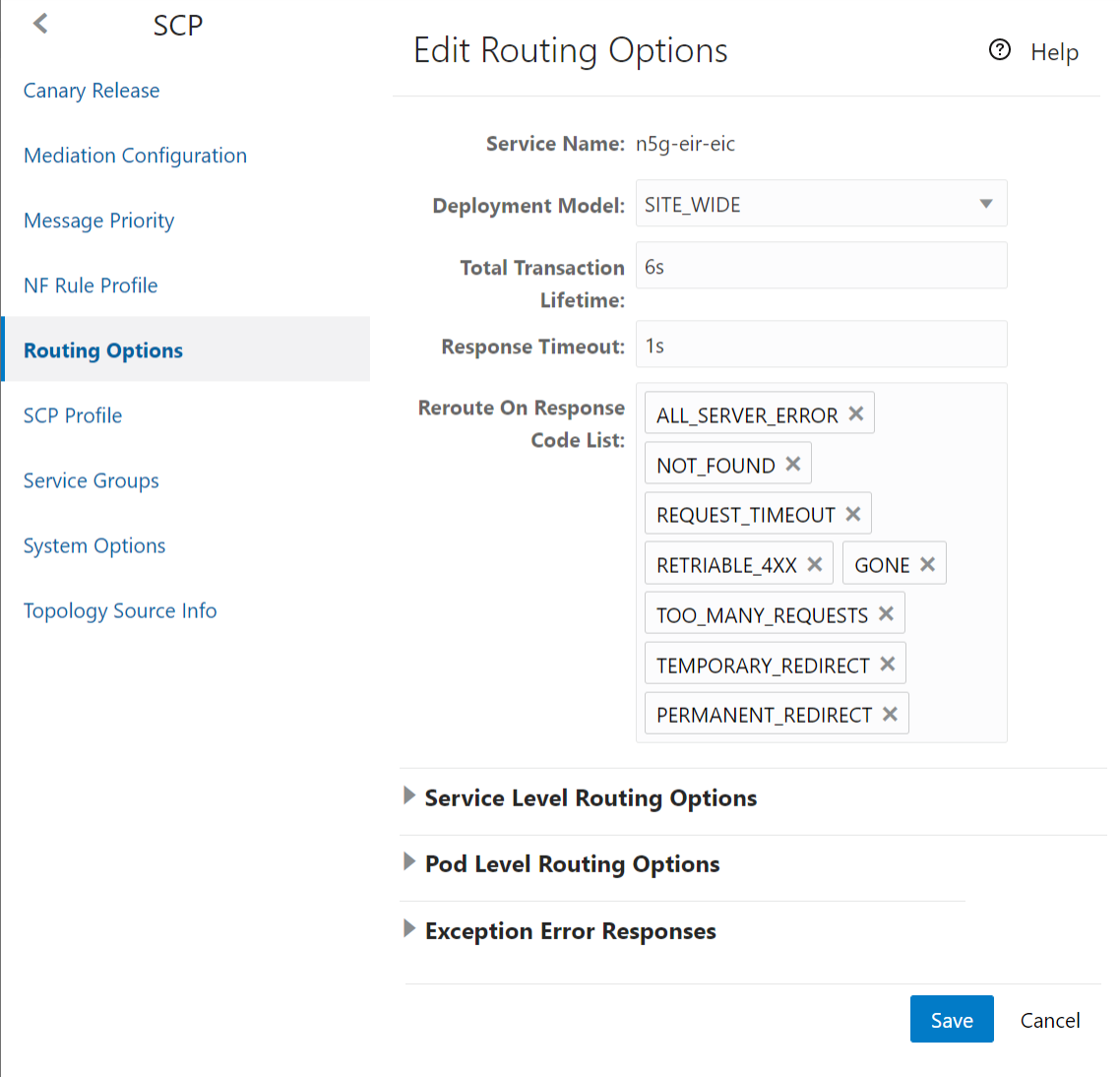 Edit Routing Options