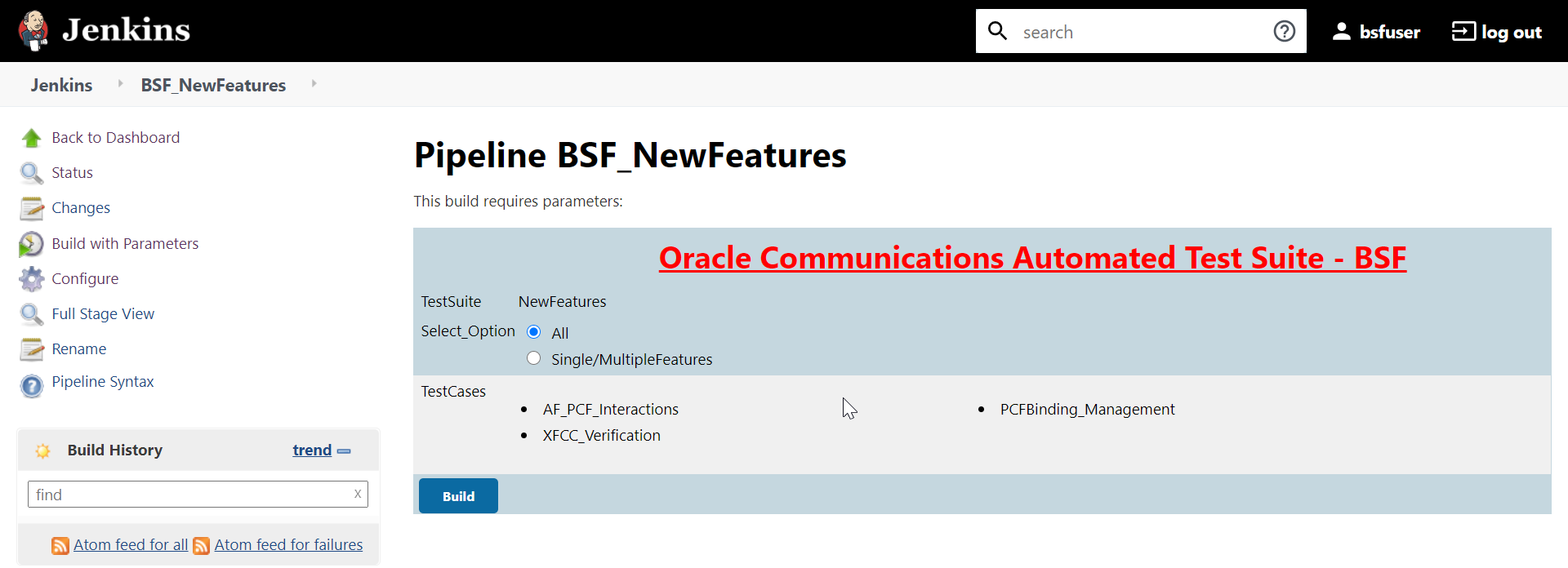 BSF - Build with Parameters
