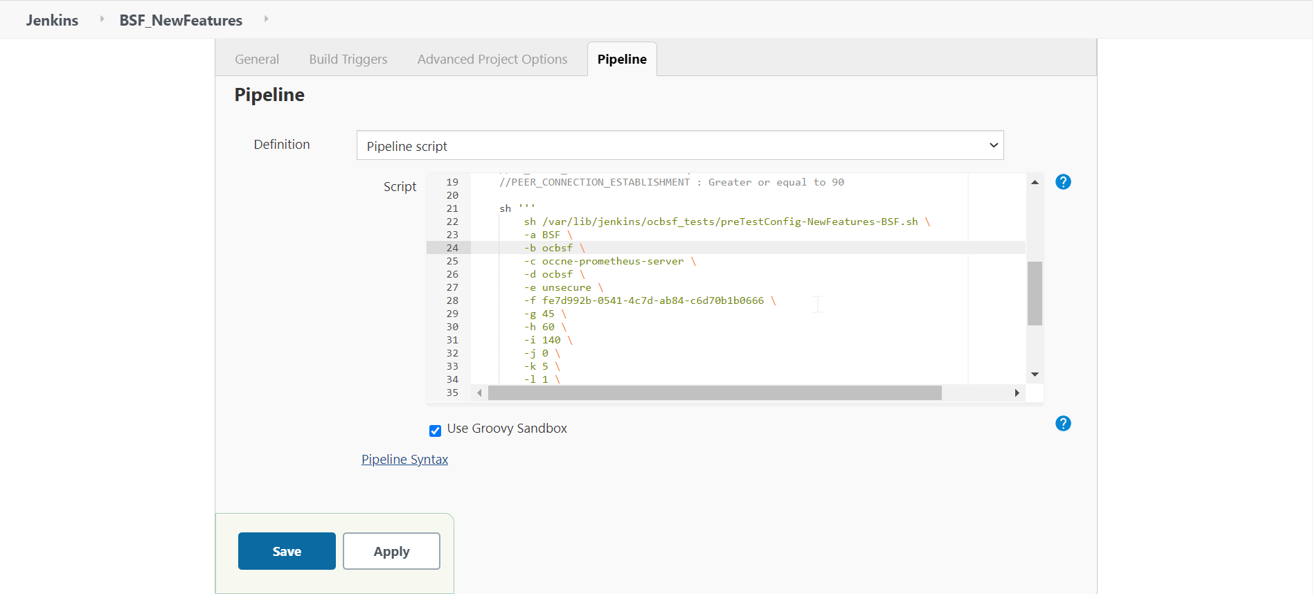 BSF - Pipeline Script