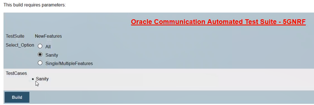 NRF-NewFeatures - Build Requires Parameters - Sanity option