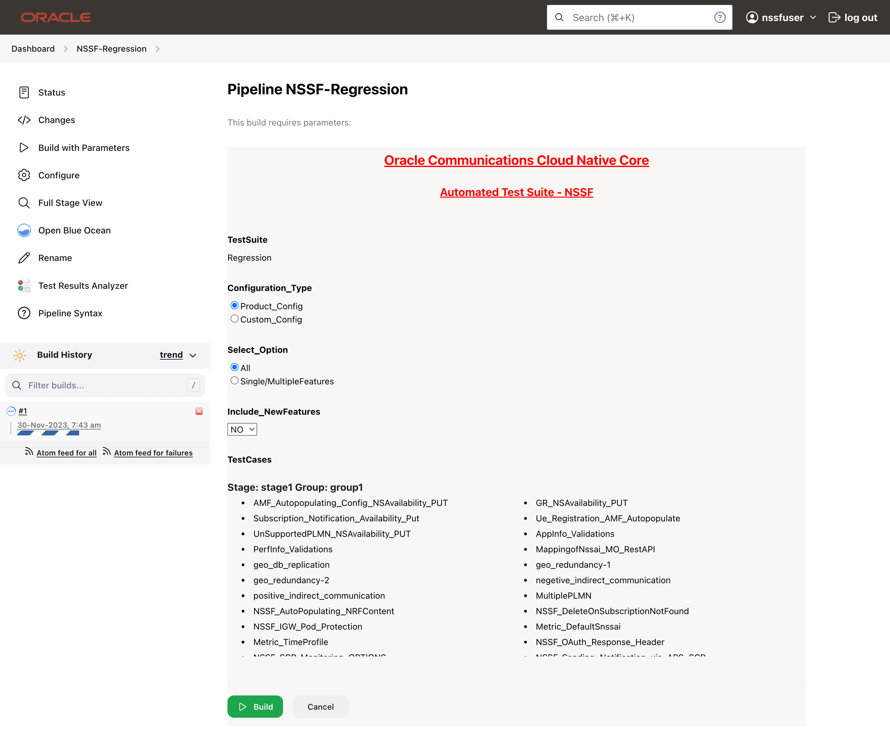 NSSF-Regression - Build with Parameters NSSF-Regression - Build with Parameters